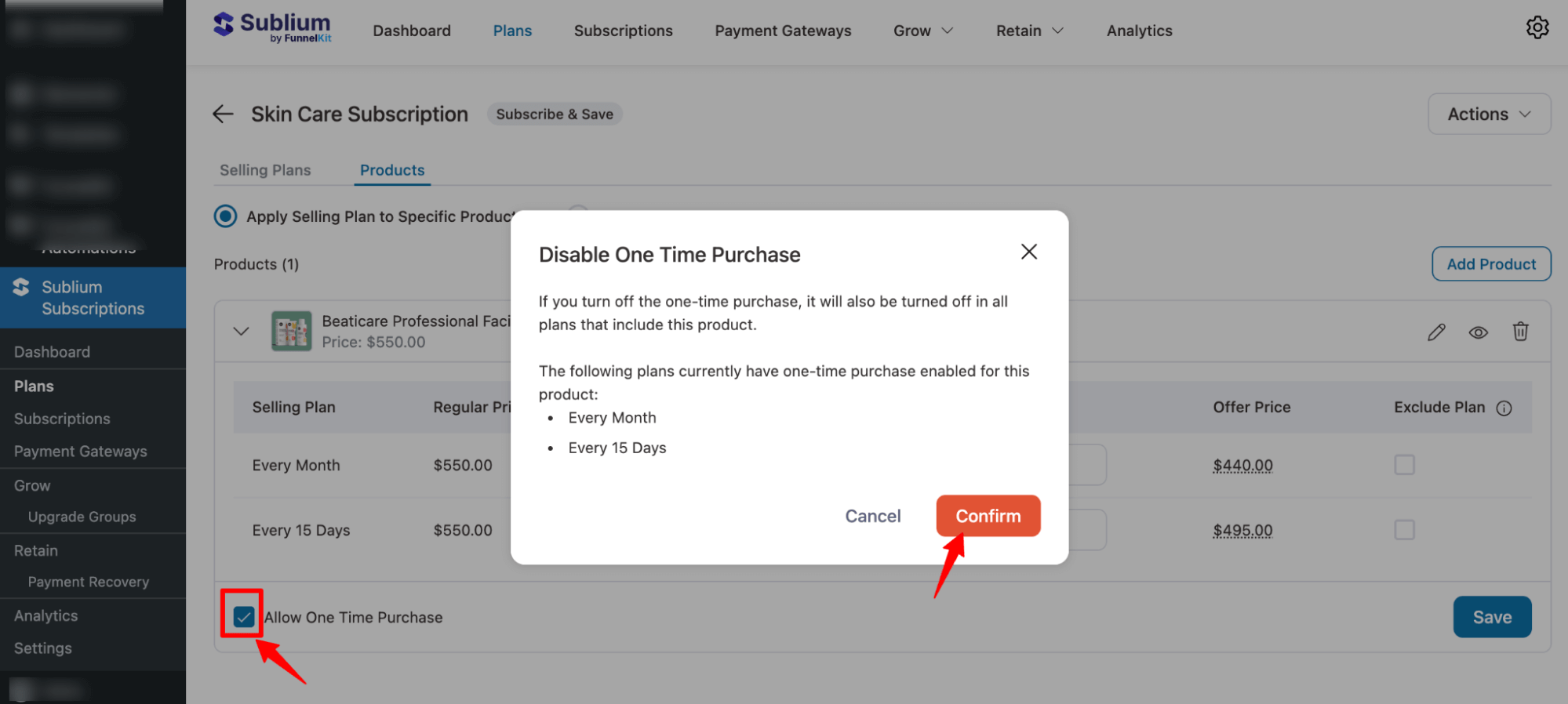 allow one time purchase for Subscribe & Save Plan