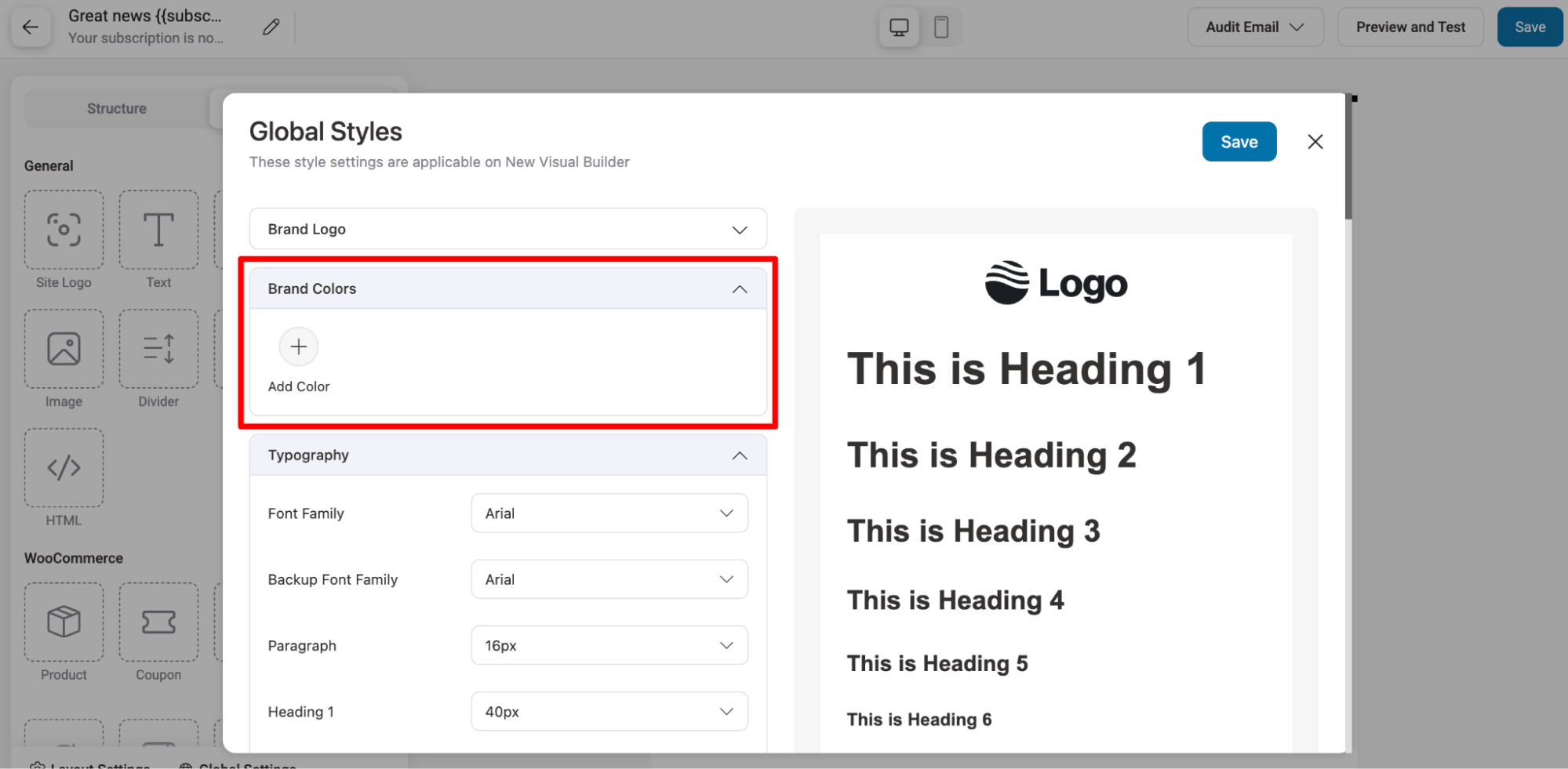 brand colors - global styles