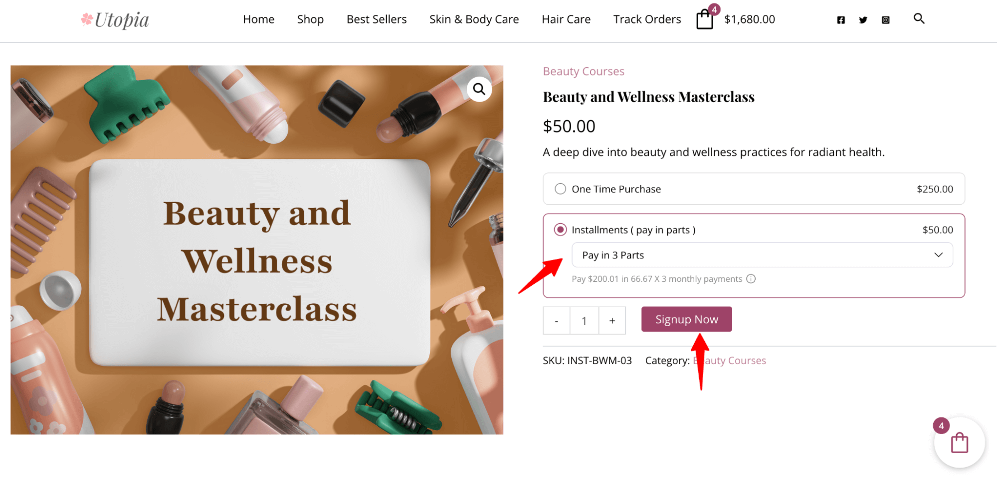 choose Installment Plan and sign up