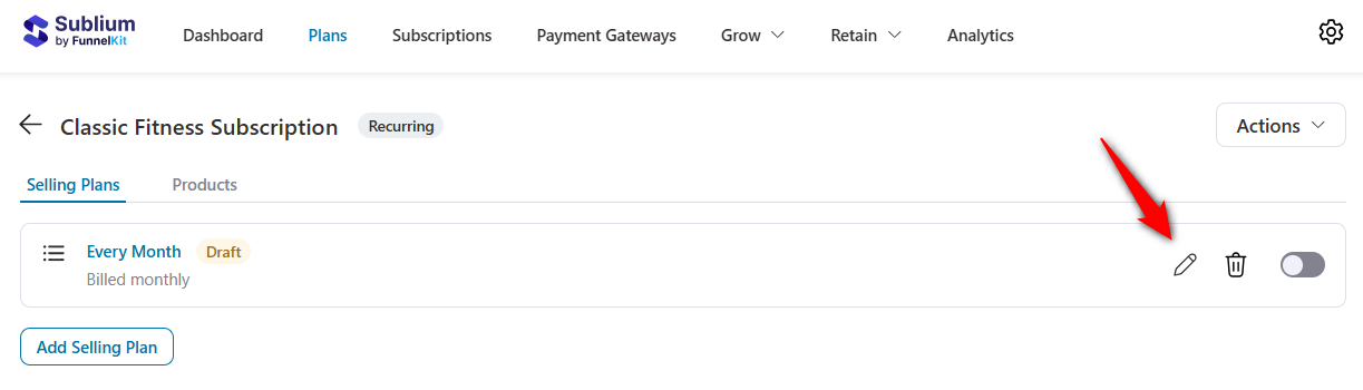 edit monthly subscription plan