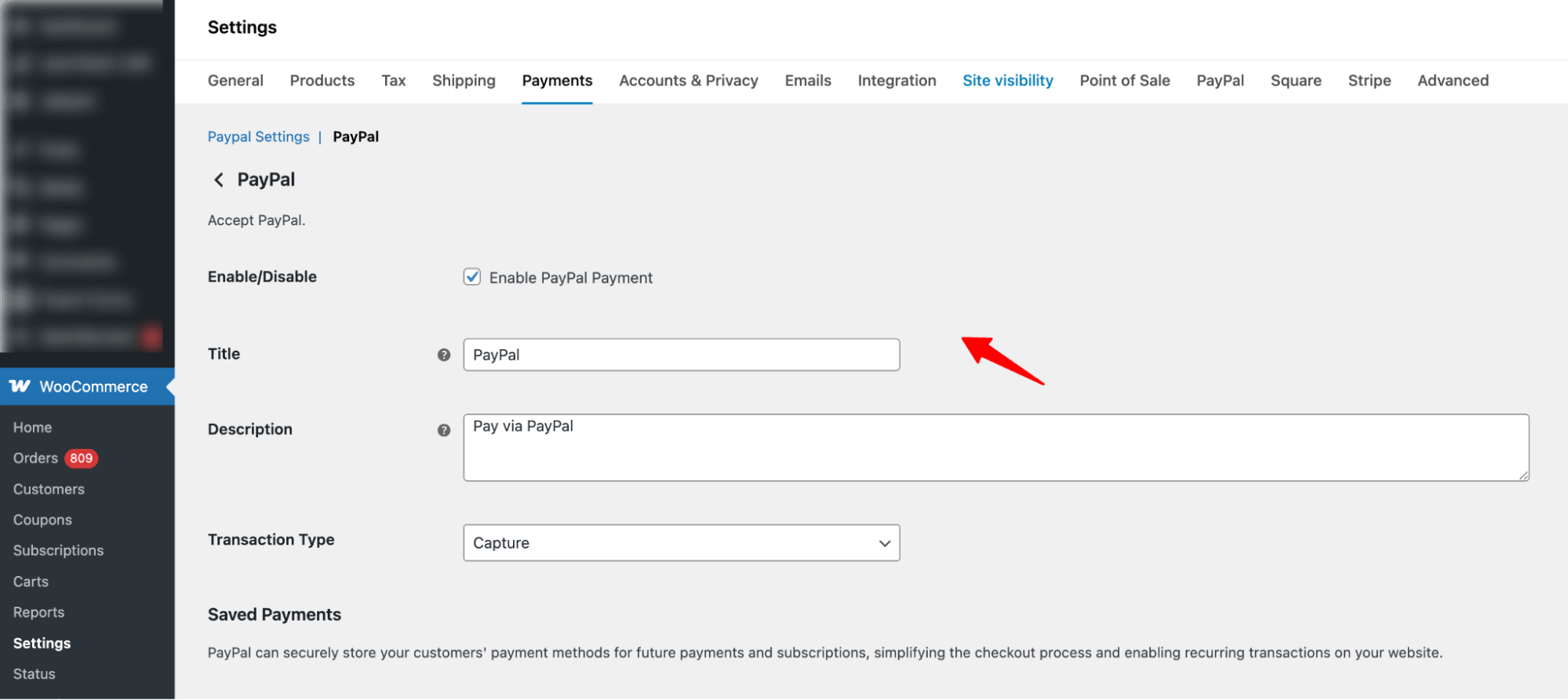 enable paypal payment