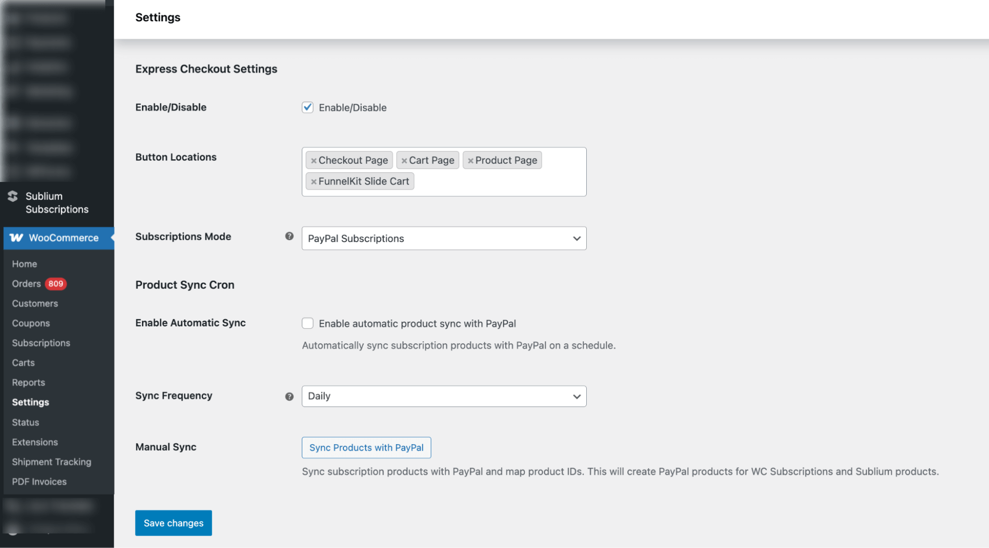 express checkout settings paypal