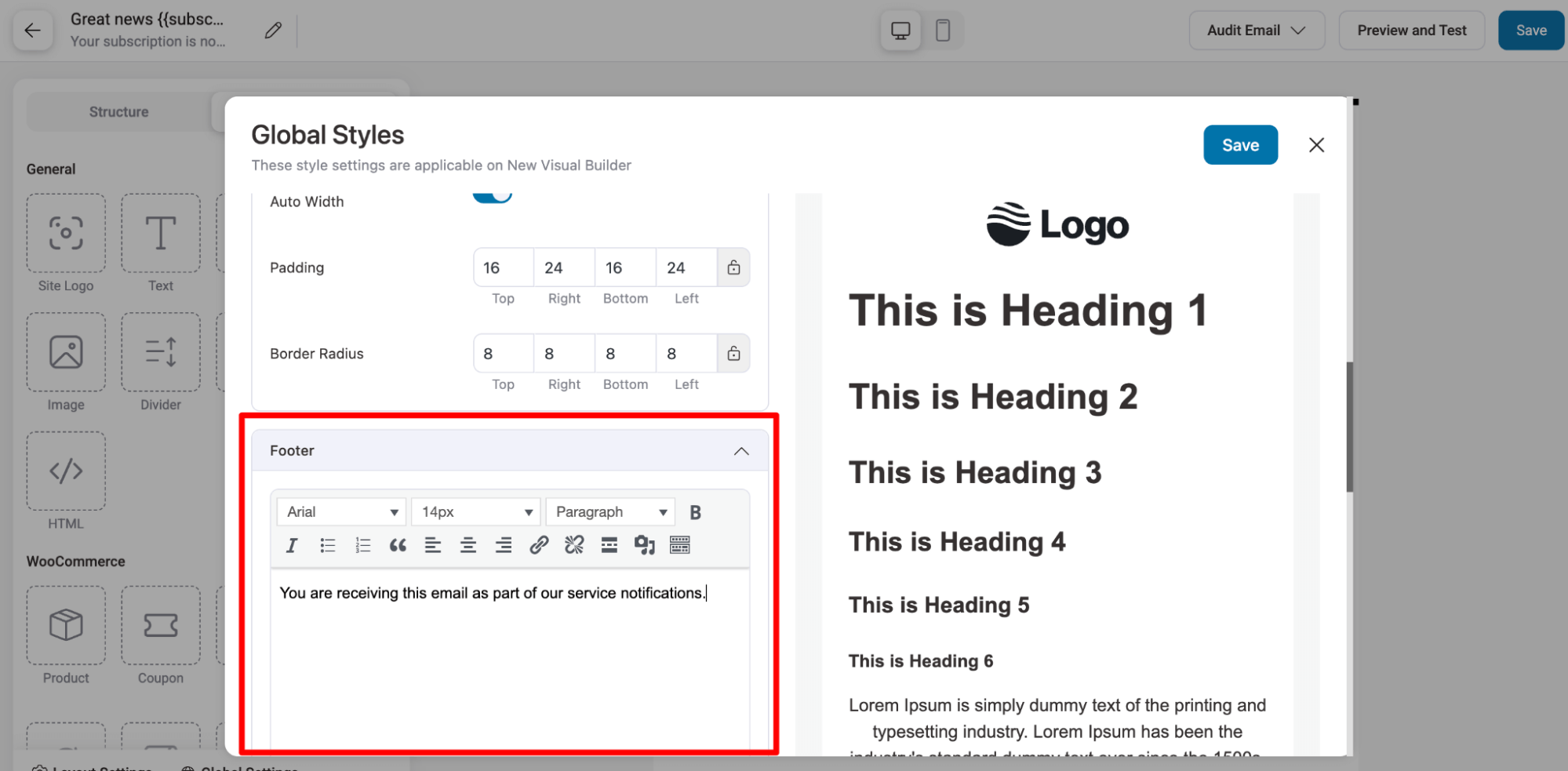 footer - global styles