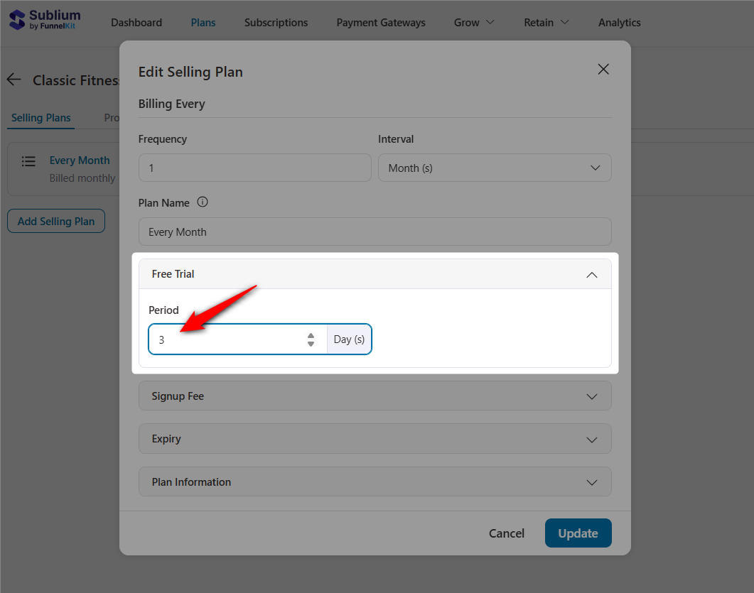 Set a free trial on your recurring subscription in woocommerce