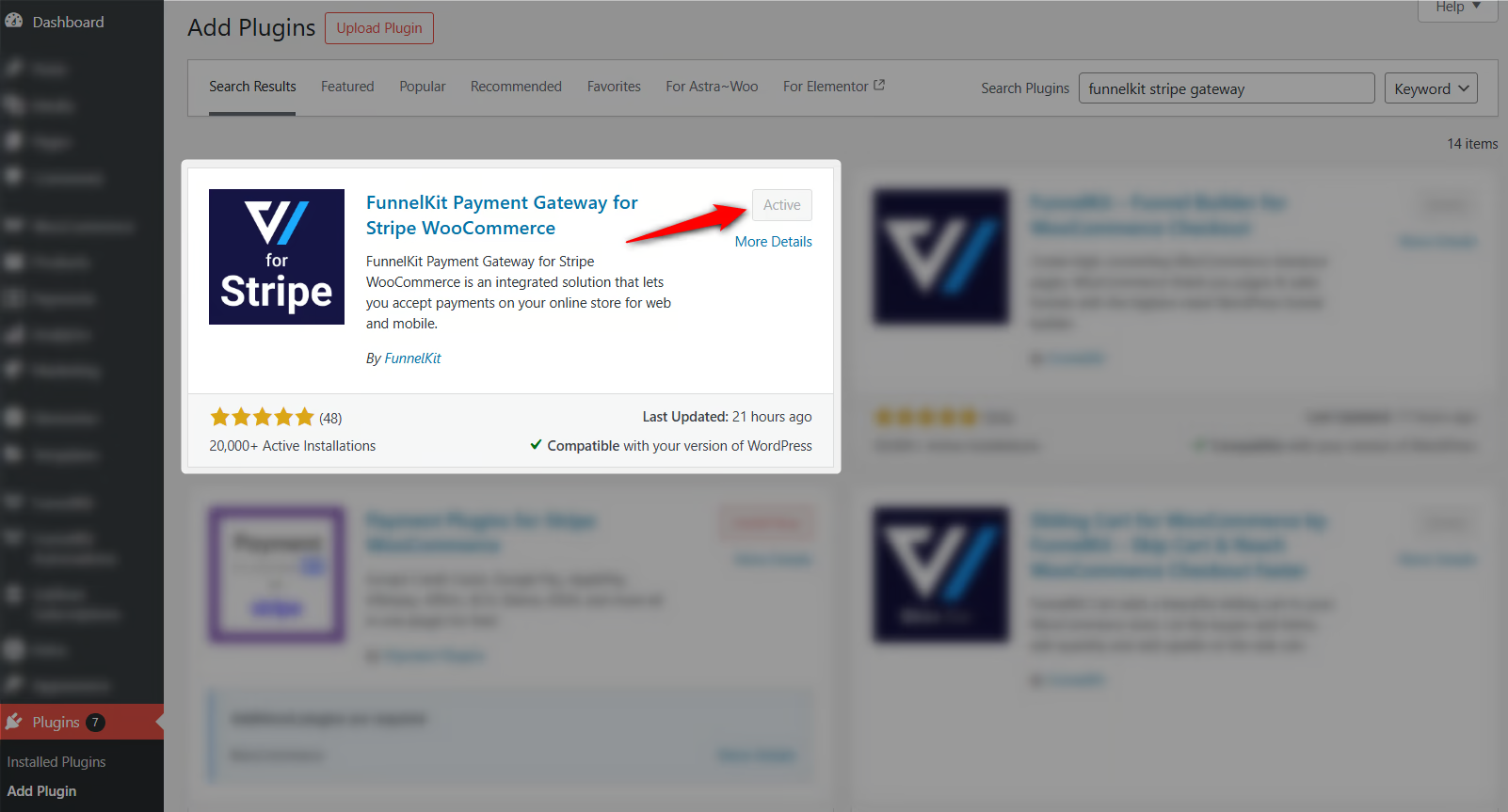install and activate funnelkit stripe gateway for woocommerce