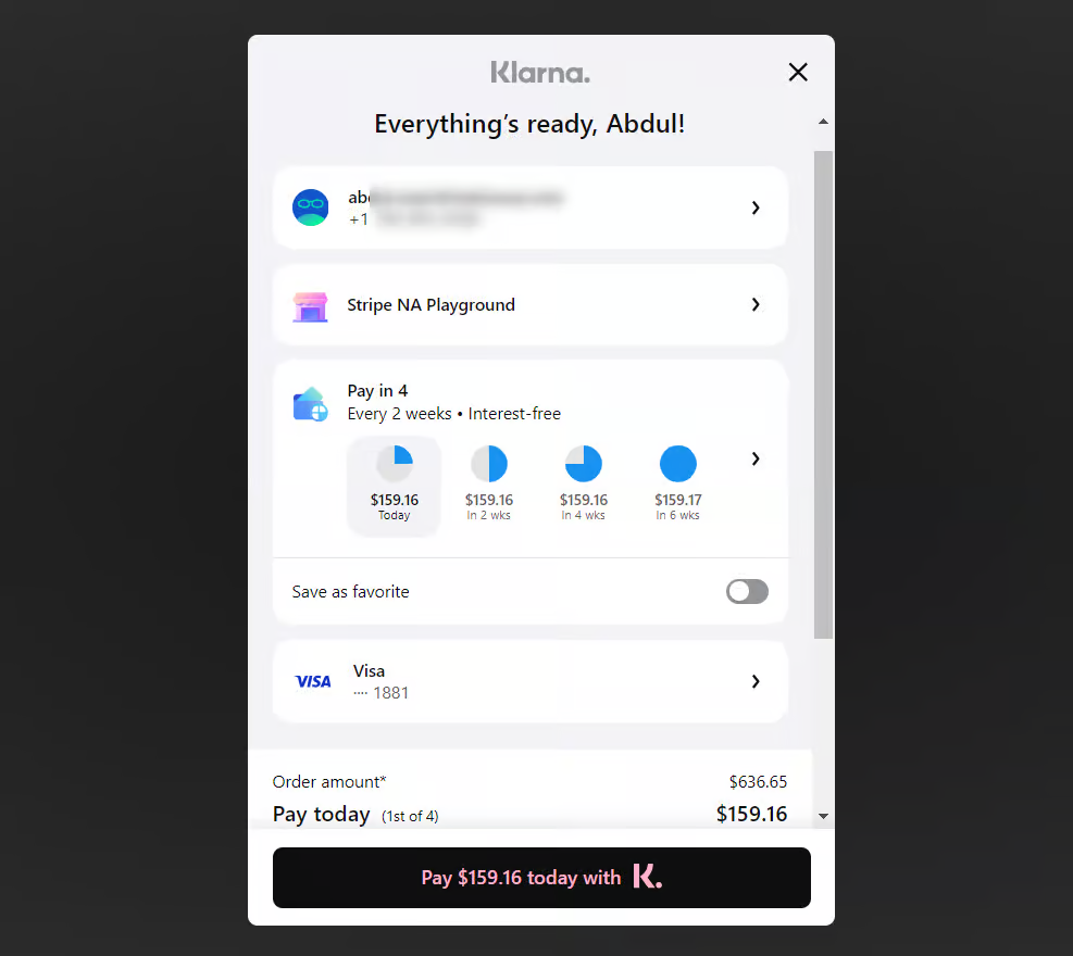 after successful phone and credit verification, choose the installment plan in woocommerce