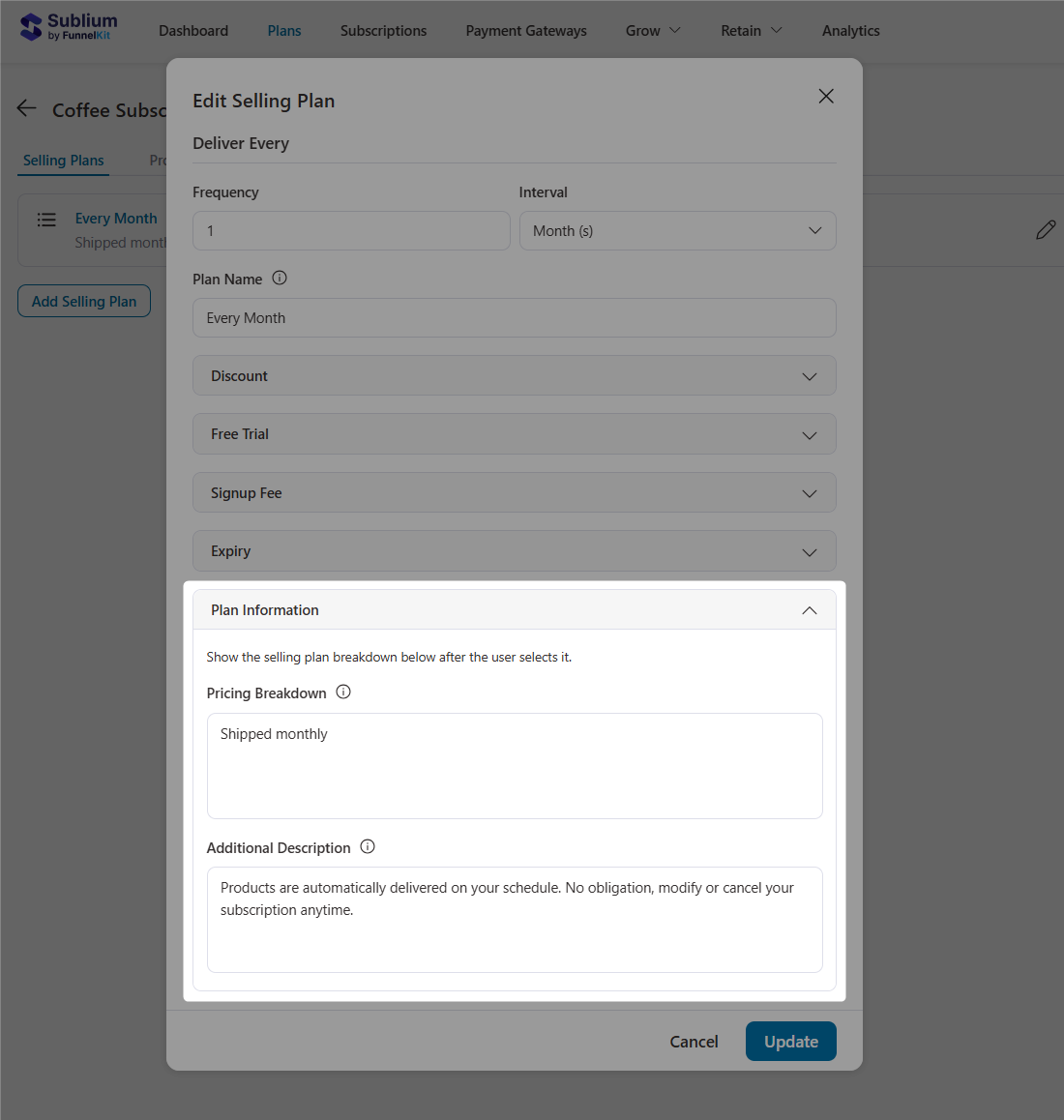 specify the subscribe and save plan information to inform users of all the benefits and value of opting the subscription