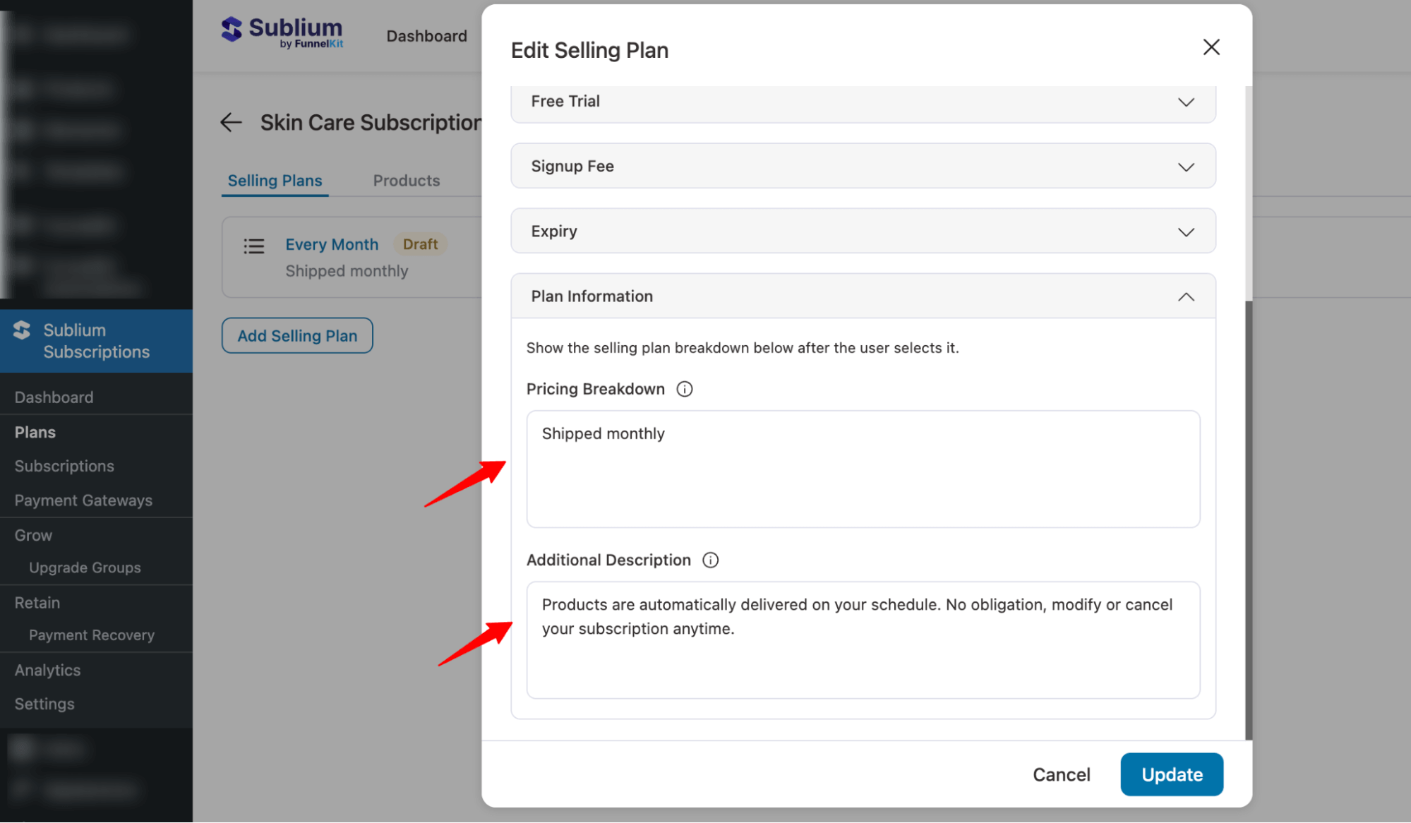 pricing breakdown and additional description for Subscribe & Save Plan