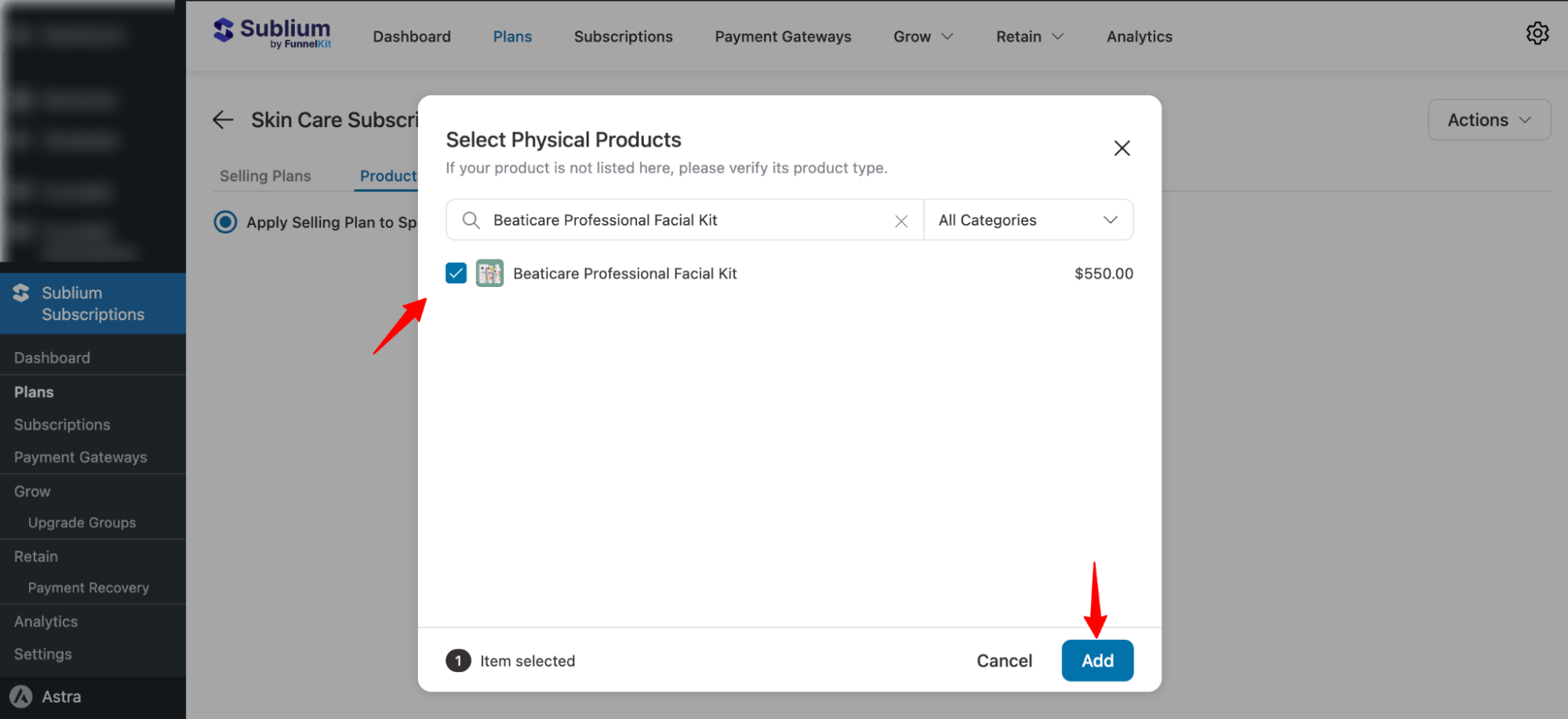 search and add product to Subscribe & Save Plan