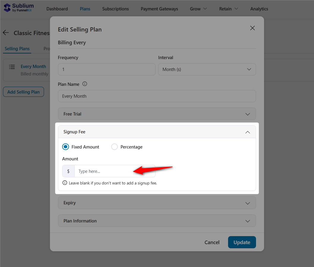 Offer a signup fee on your monthly subscription product