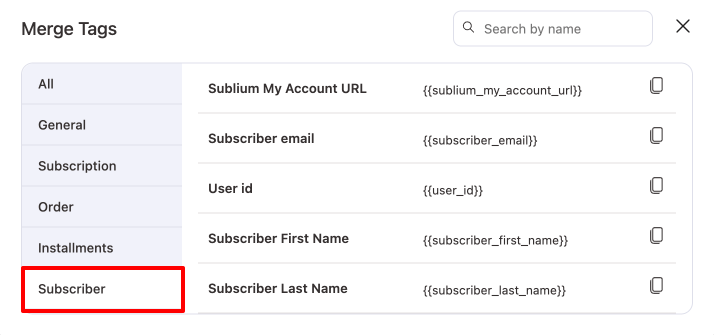 subscriber merge tag