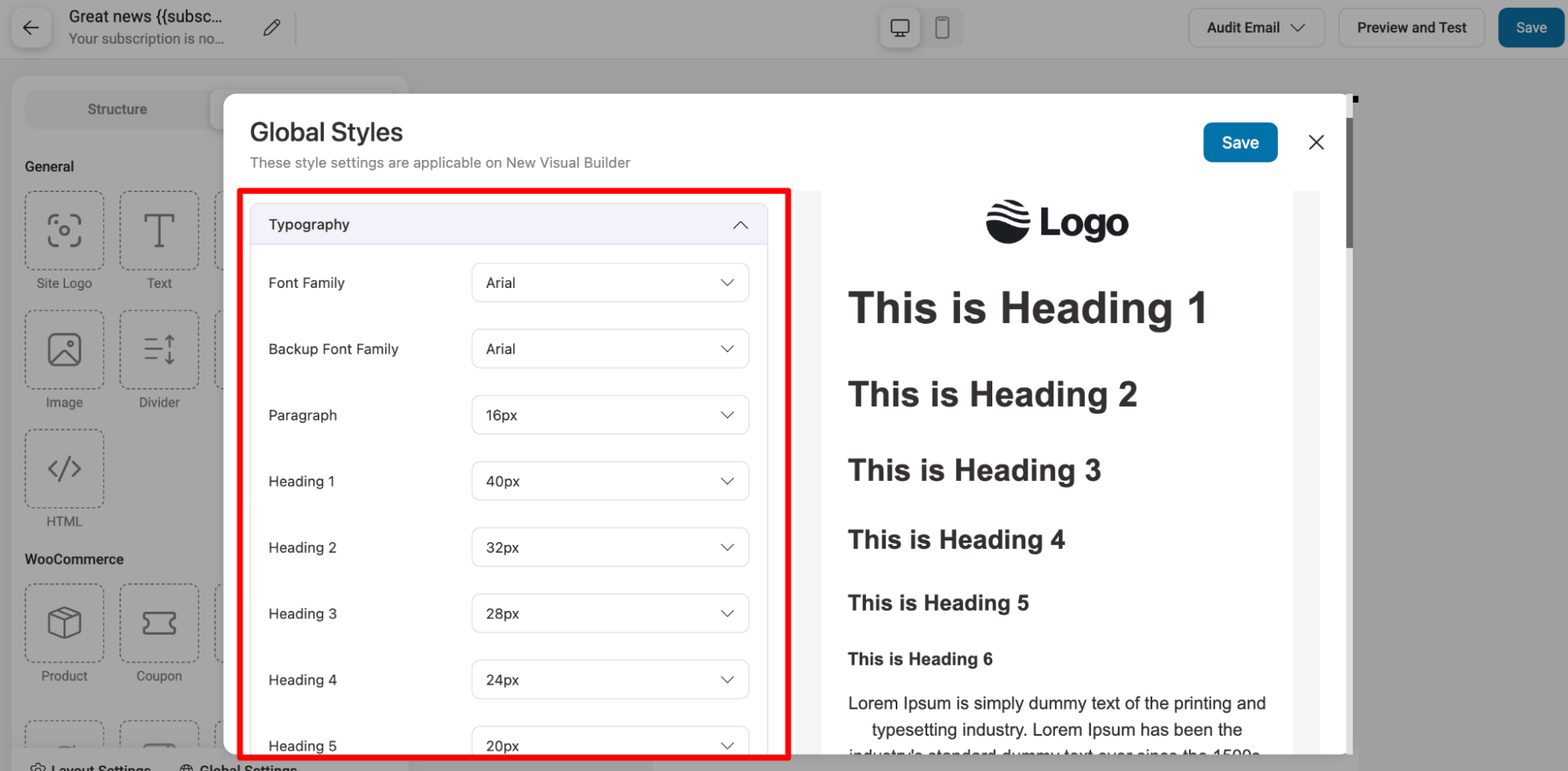 typograhy global styles