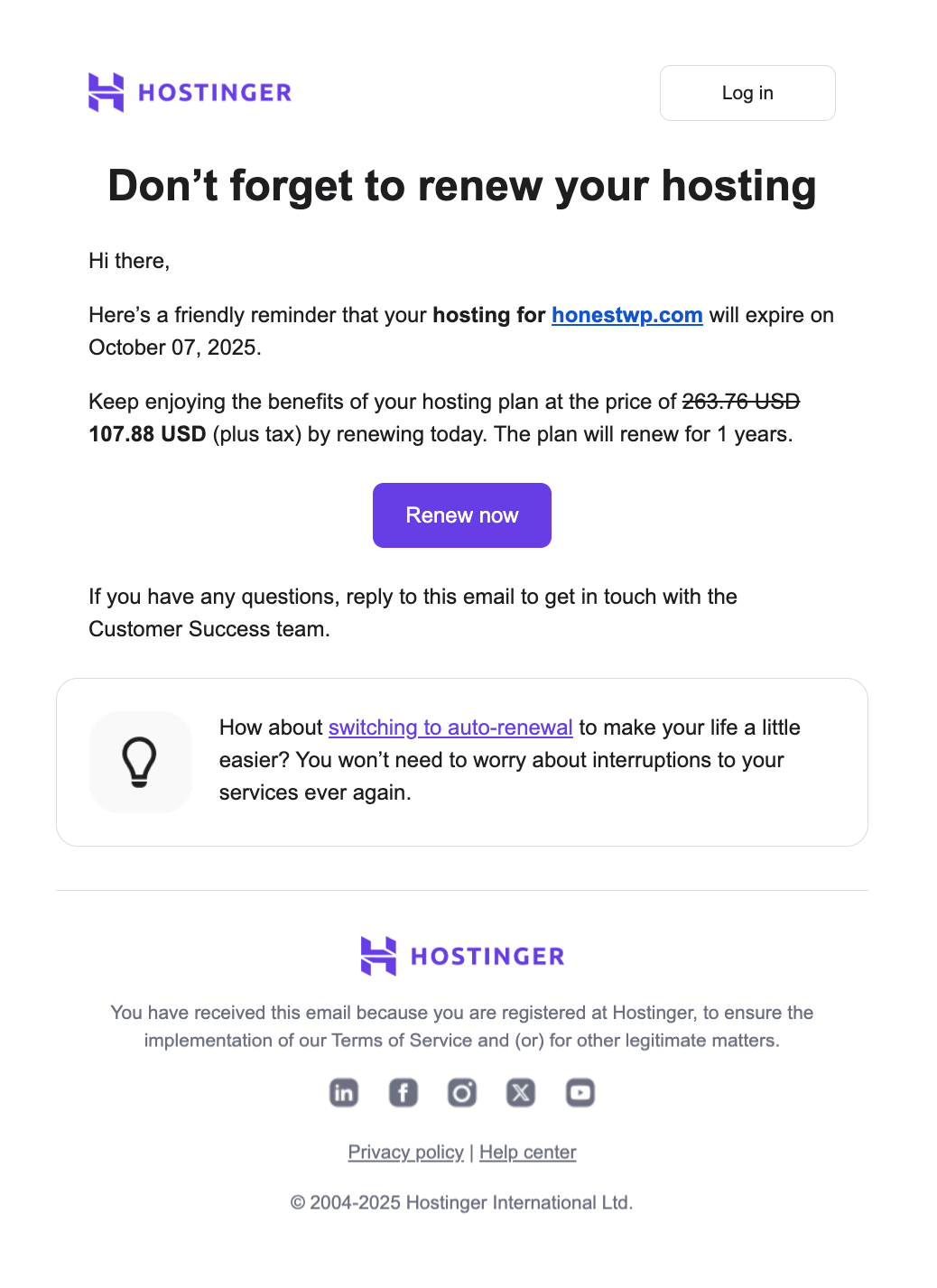 Hostinger Automated WooCommerce Subscription Reminder Emails