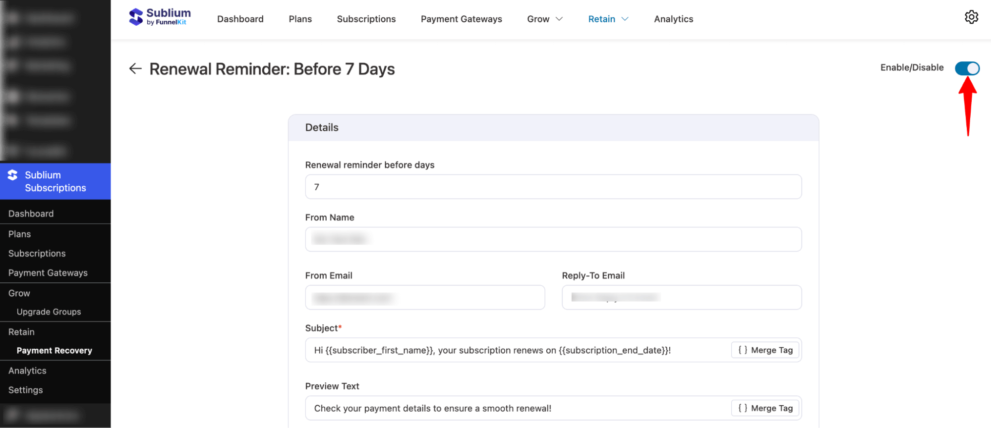 activate Automated WooCommerce Subscription Reminder Emails