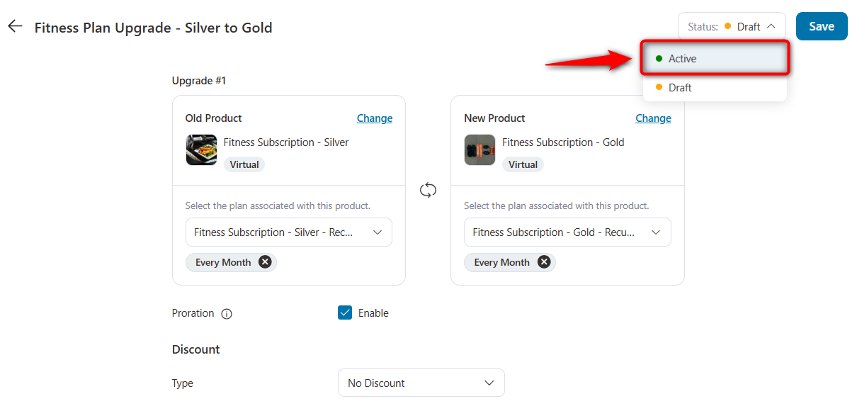 activate woocommerce subscription upgrade offer