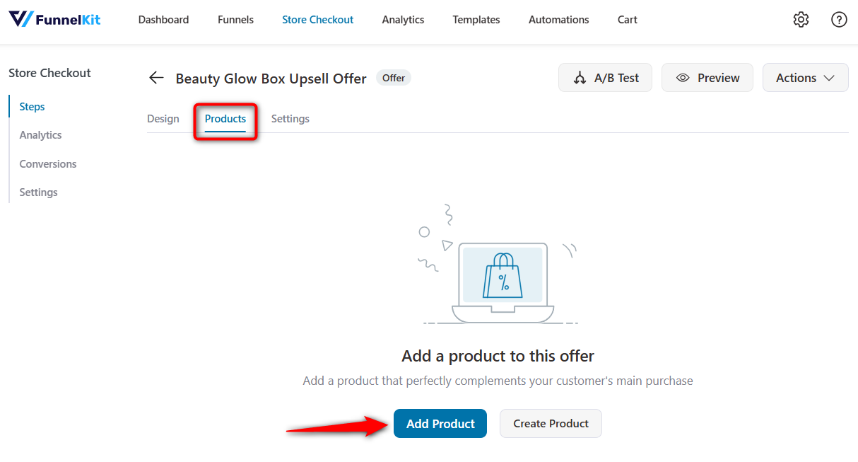 Add product to be included as your one-click upsell offer