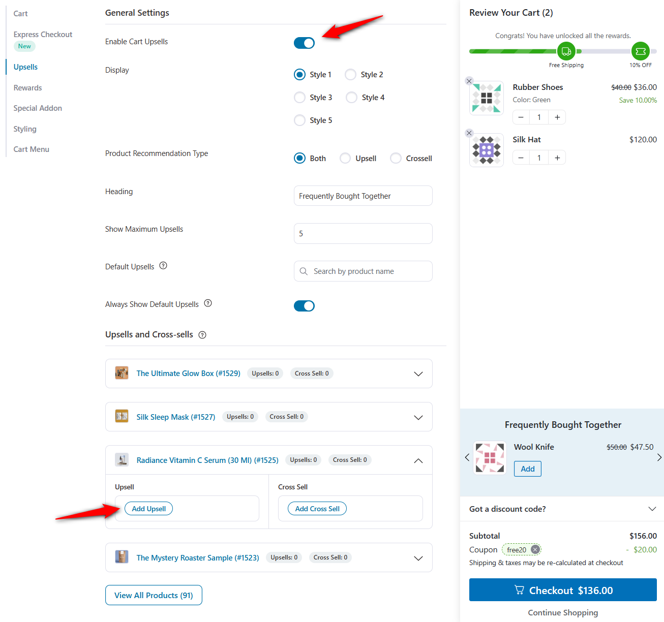 add subscription upsells to the side cart