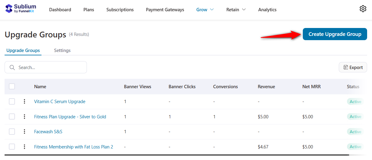 create upgrade group