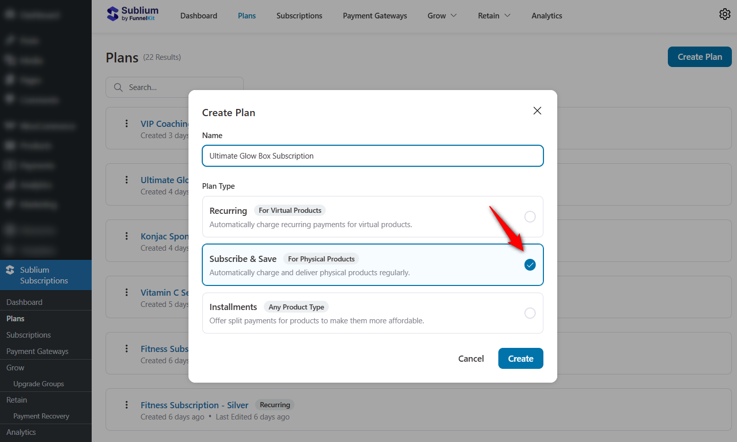 create subscription plan in woocommerce with sublium
