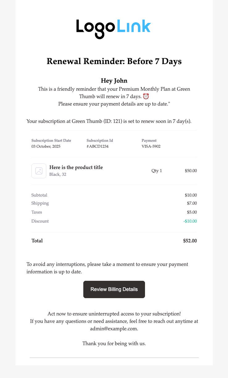 preview Automated WooCommerce Subscription Reminder Emails