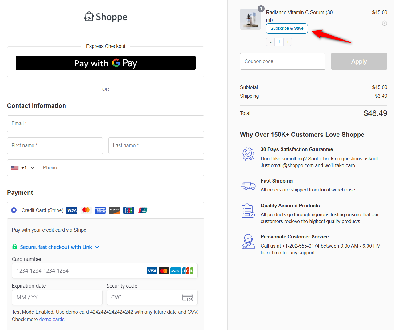 option of upgrade to subscription model on the checkout page 