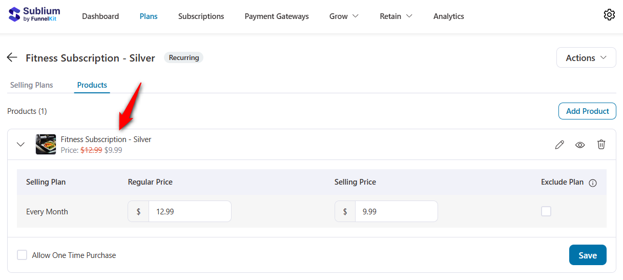Product is selected. Configure the selling plan