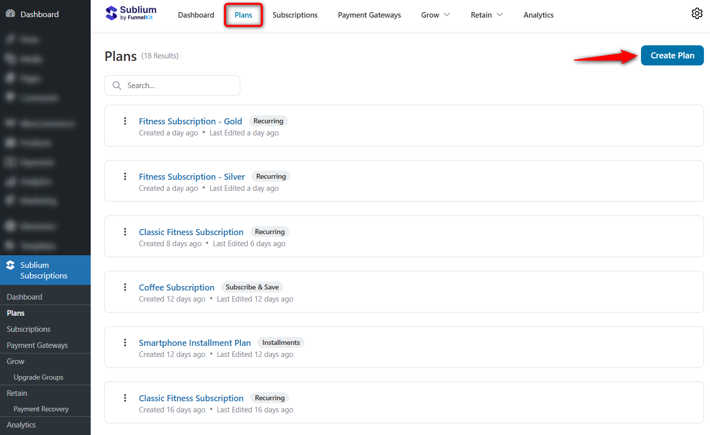 create a woocommerce subscription plan in sublium