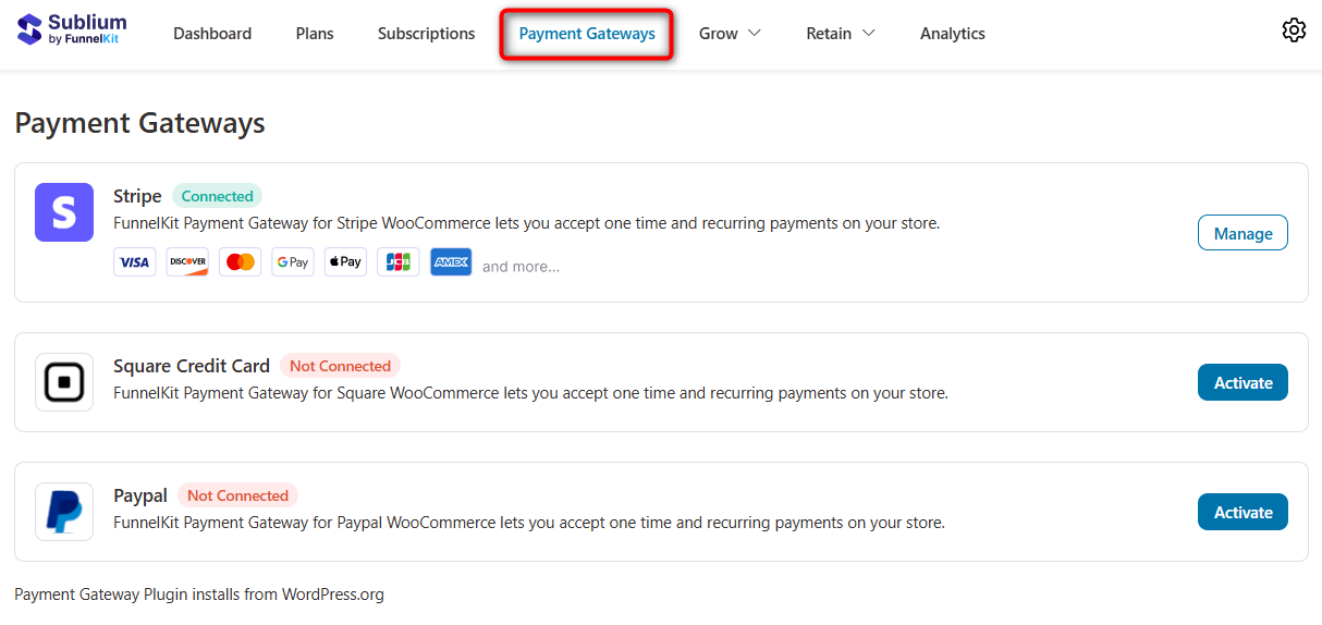 integrate with payment gateways such as Stripe, PayPal and Square to offer multiple payment options.