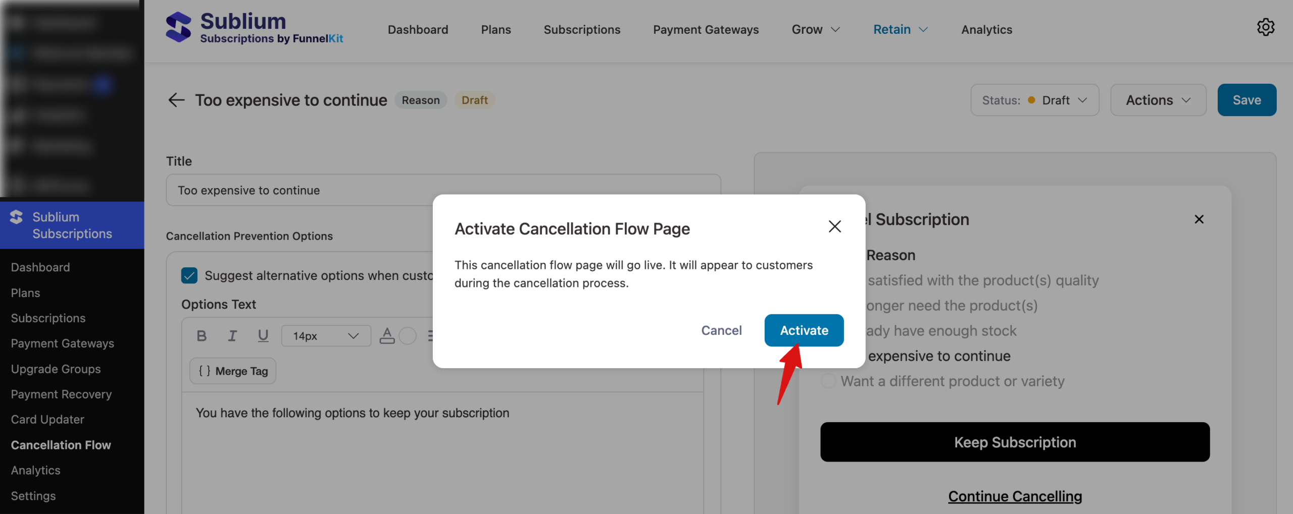 Next, make sure hit Activate to Confirm.
