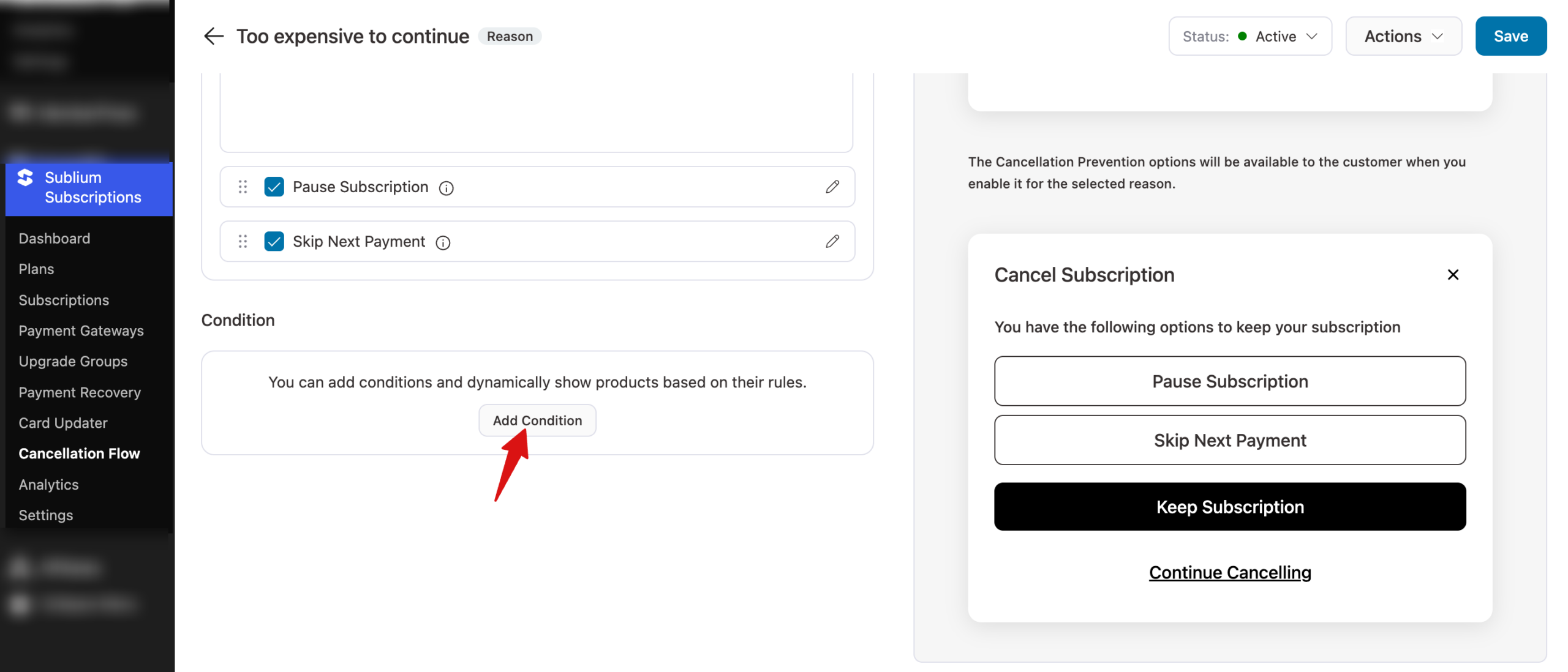 add conditions for reasons