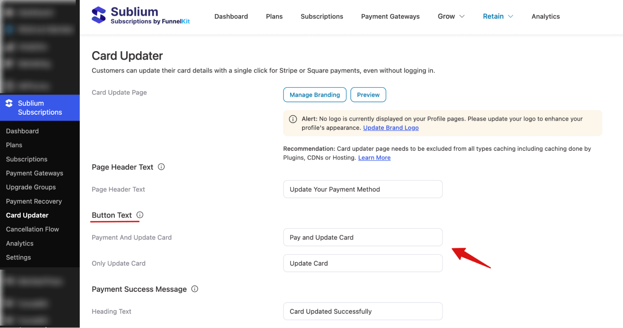 button text card updater
