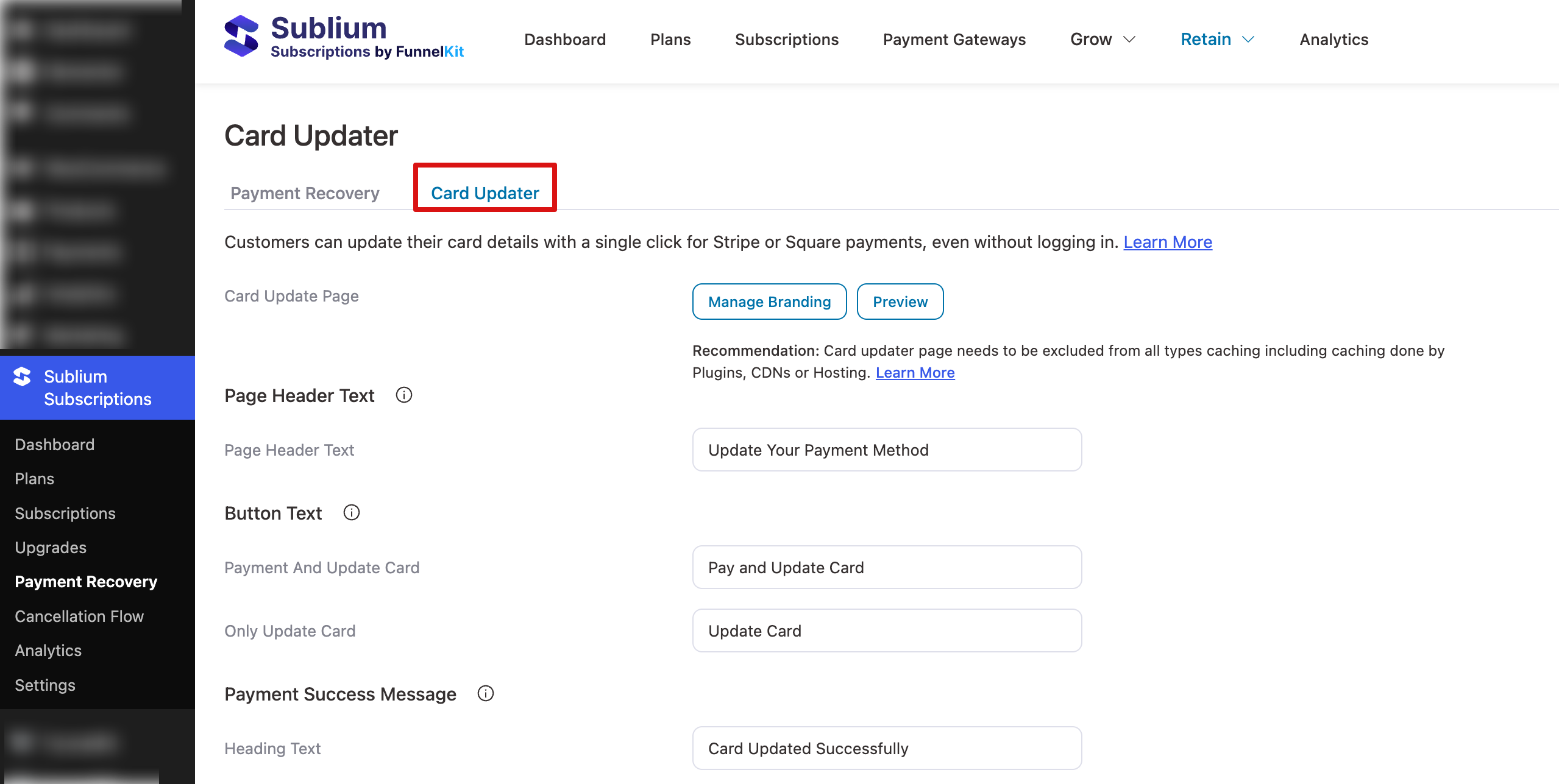 navigate to card updater