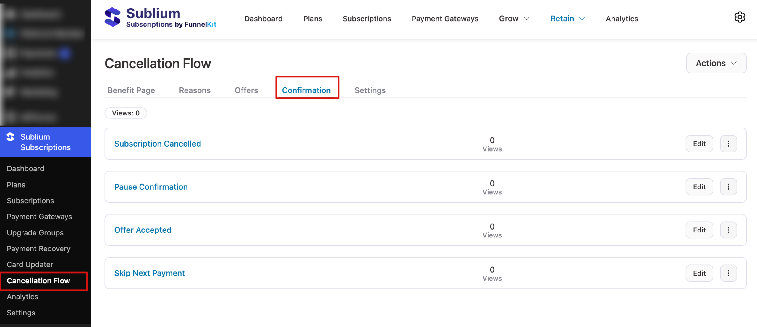 navigation to confirmation pages