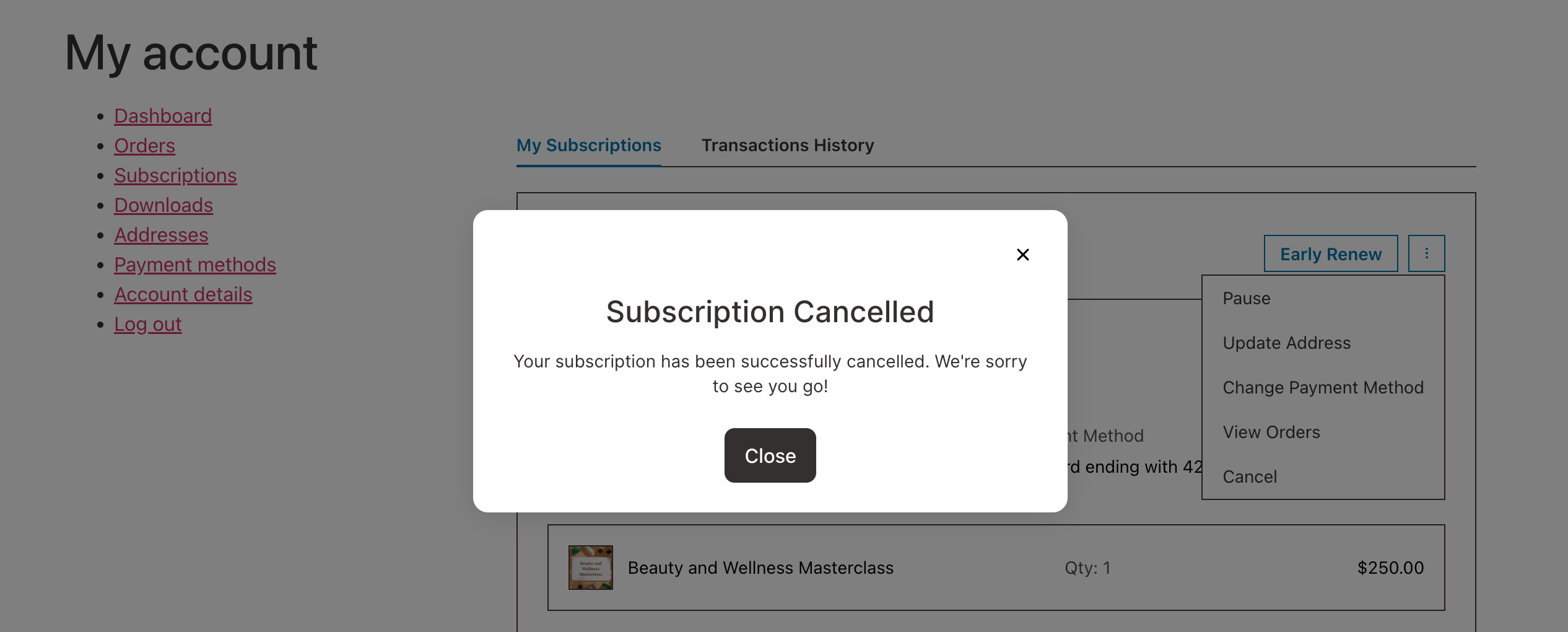 subscription cancelled preview
