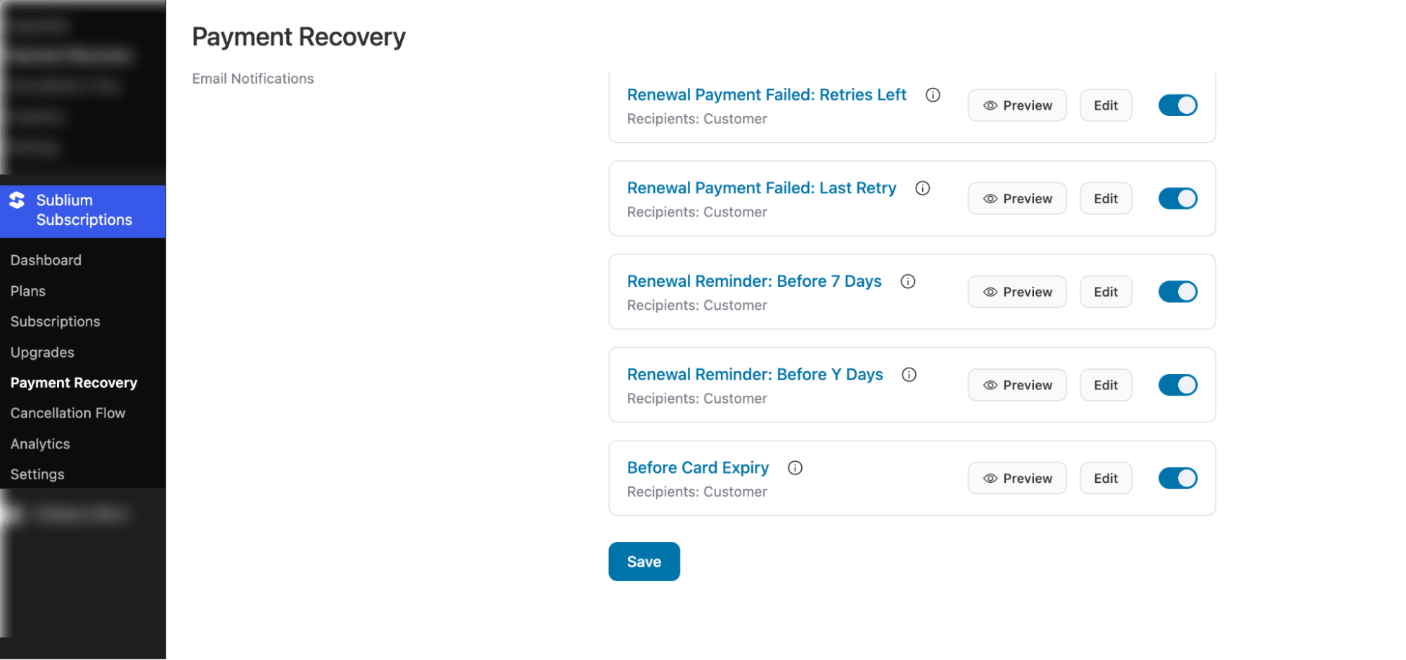 Payment recovery emails WooCommerce Stripe Subscriptions - Sublium Payment recovery emails WooCommerce Stripe Subscriptions
