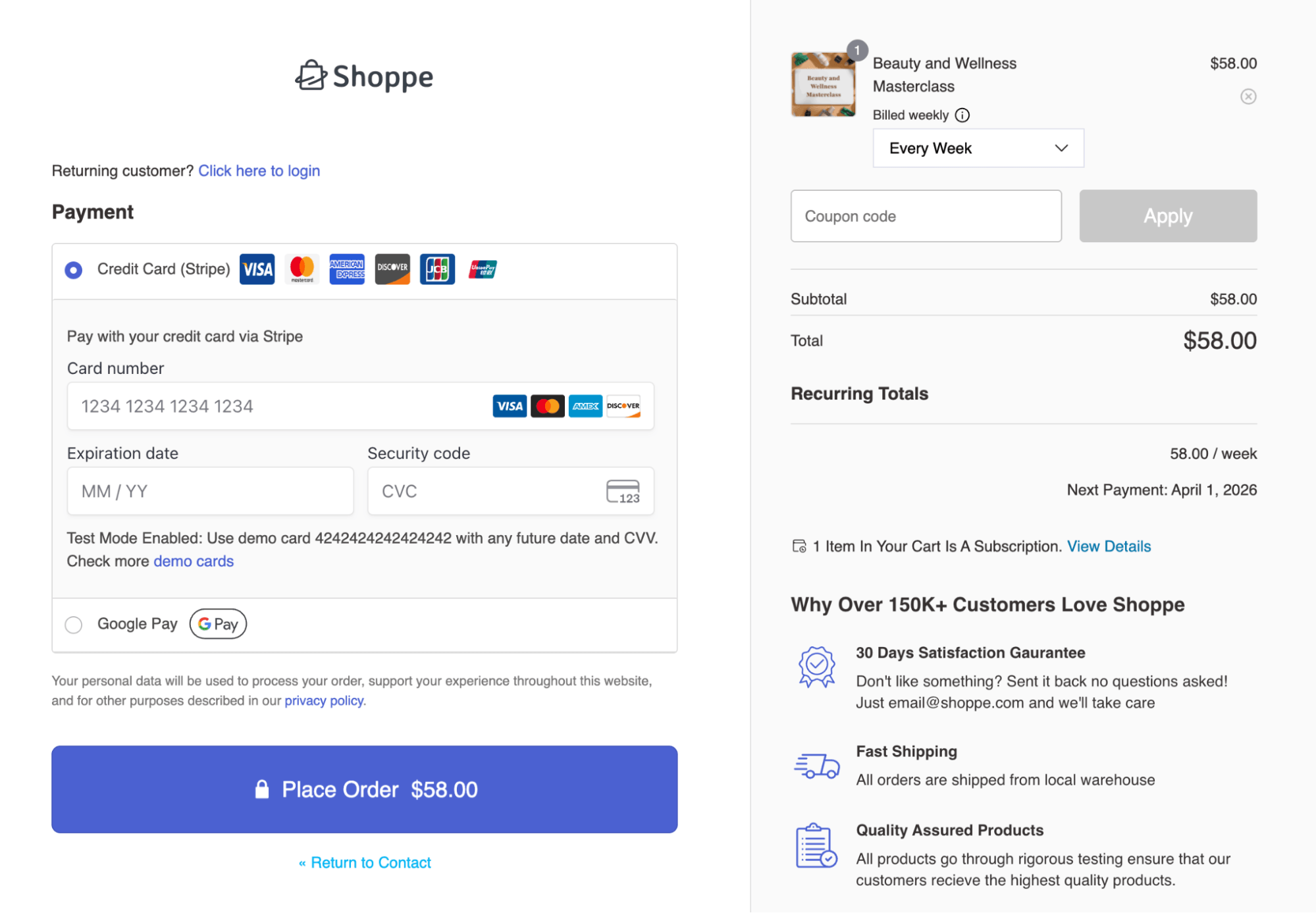 checkout with WooCommerce Stripe Subscriptions - Sublium checkout with WooCommerce Stripe Subscriptions