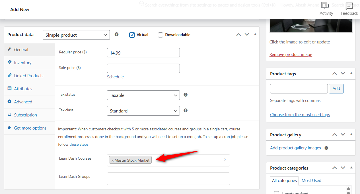 Link your learndash course with your woocommerce product