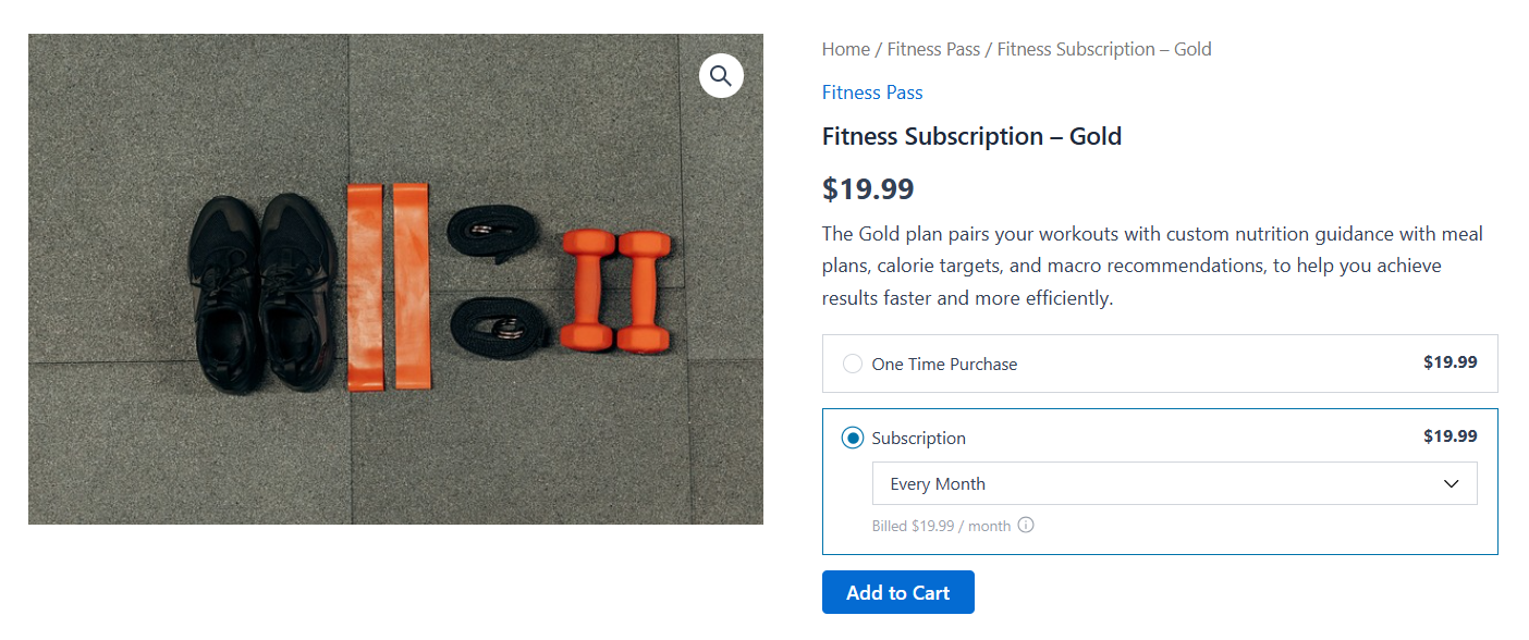 Go to the product page and add the subscription item to your cart