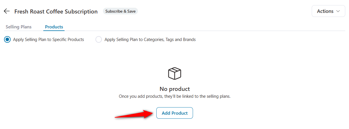 click on the add product to assign the variable product to this subscription plan