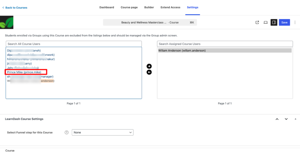 LearnDash course settings showing subscription enrollment details