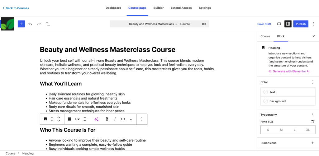 Creating a LearnDash course with lessons, quizzes and course content setup