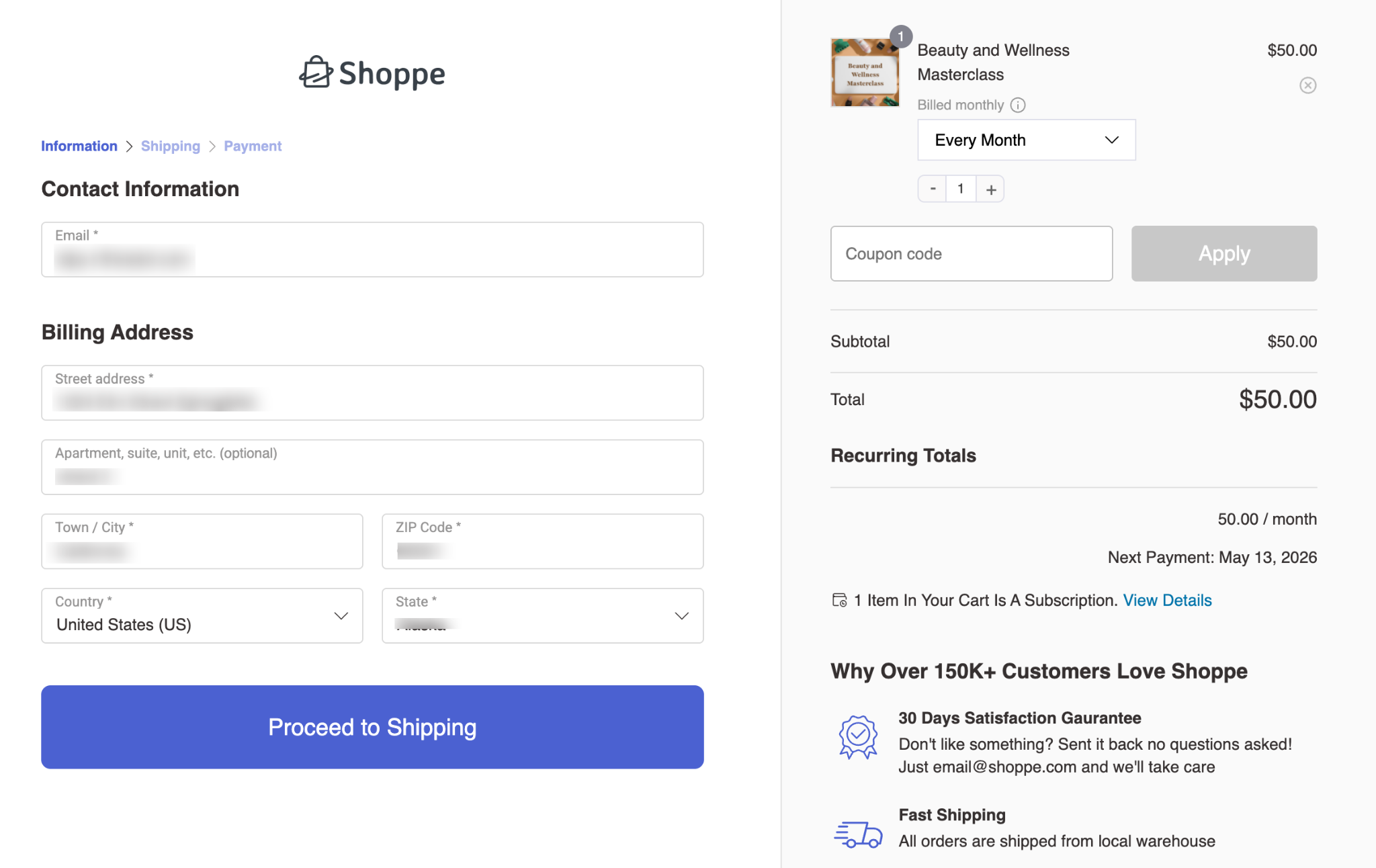 User selecting subscription plan and adding course to cart in checkout flow