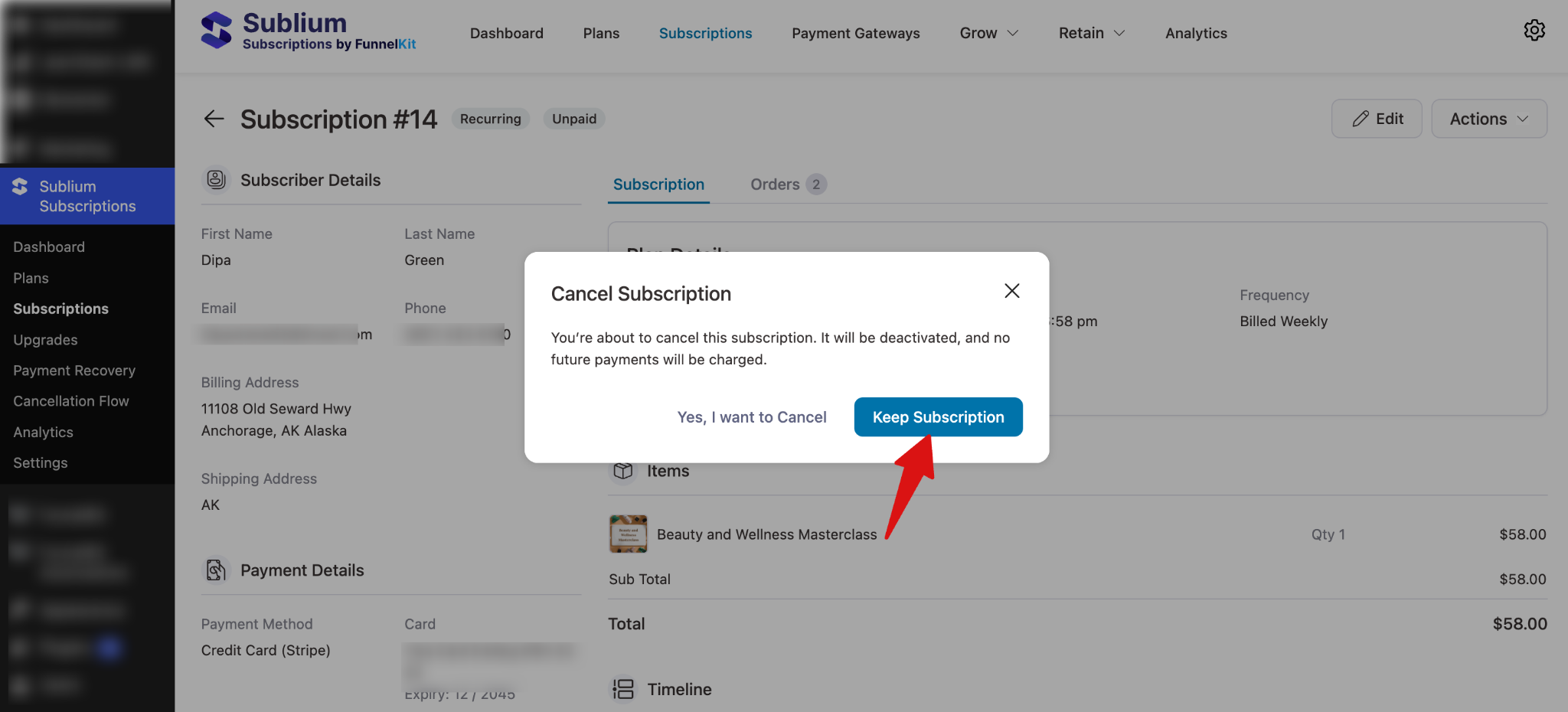 Subscription cancellation reflected in LearnDash or LMS system