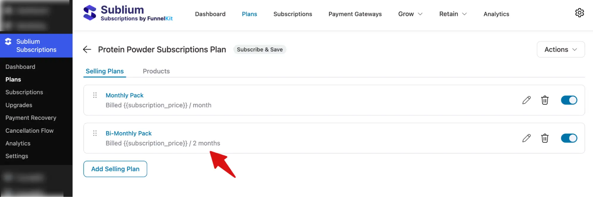 Add multiple subscription plans