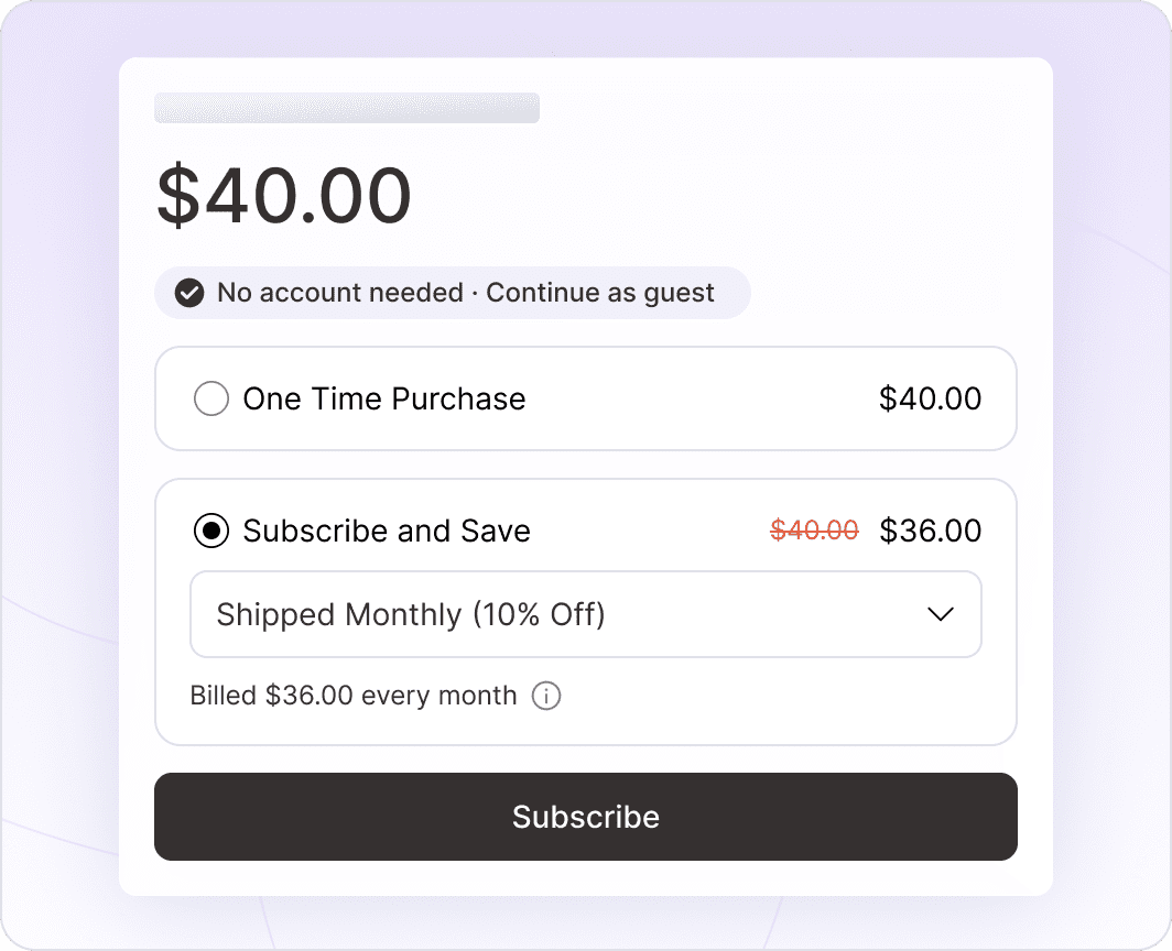 Sell subscriptions to guests No forced login No abandoned carts