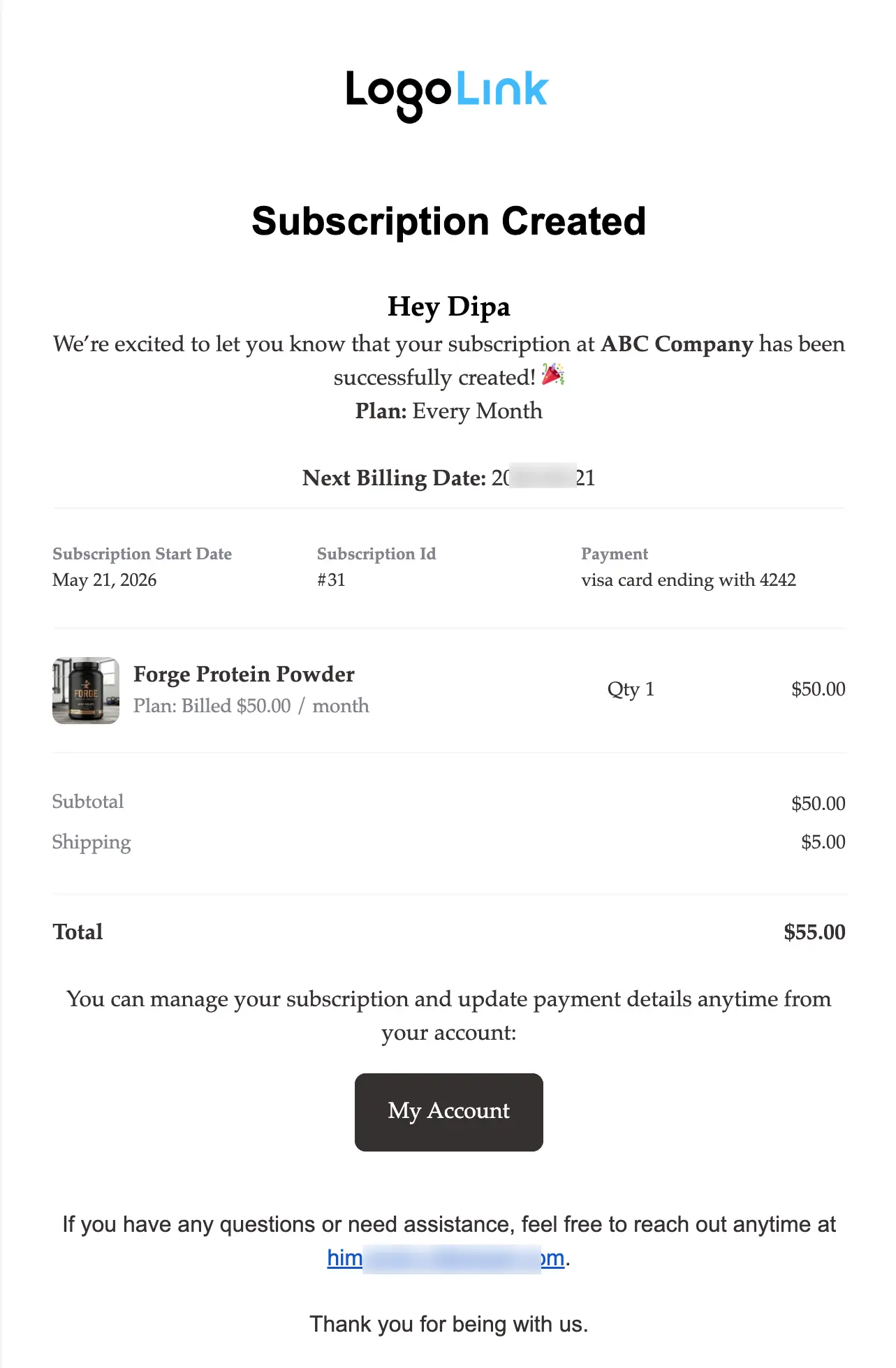WooCommerce email notification for subscriptions