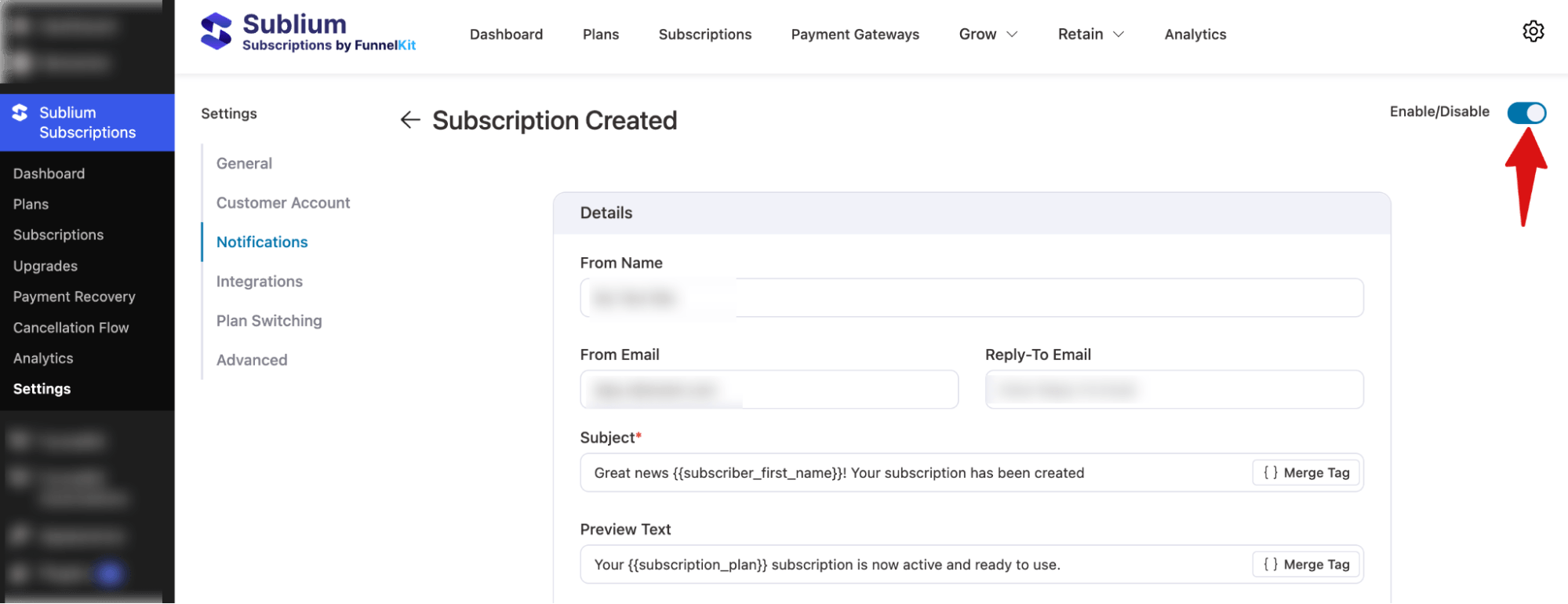 activate WooCommerce subscription created emails - Sublium activate WooCommerce subscription created emails