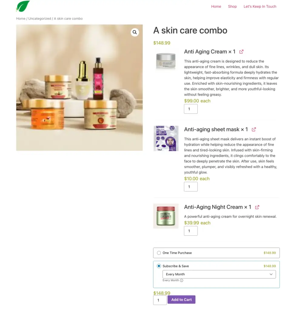 Sublium Subscriptions works seamlessly with the official WooCommerce Product Bundles extension, allowing you to sell structured product bundles with flexible subscription plans.