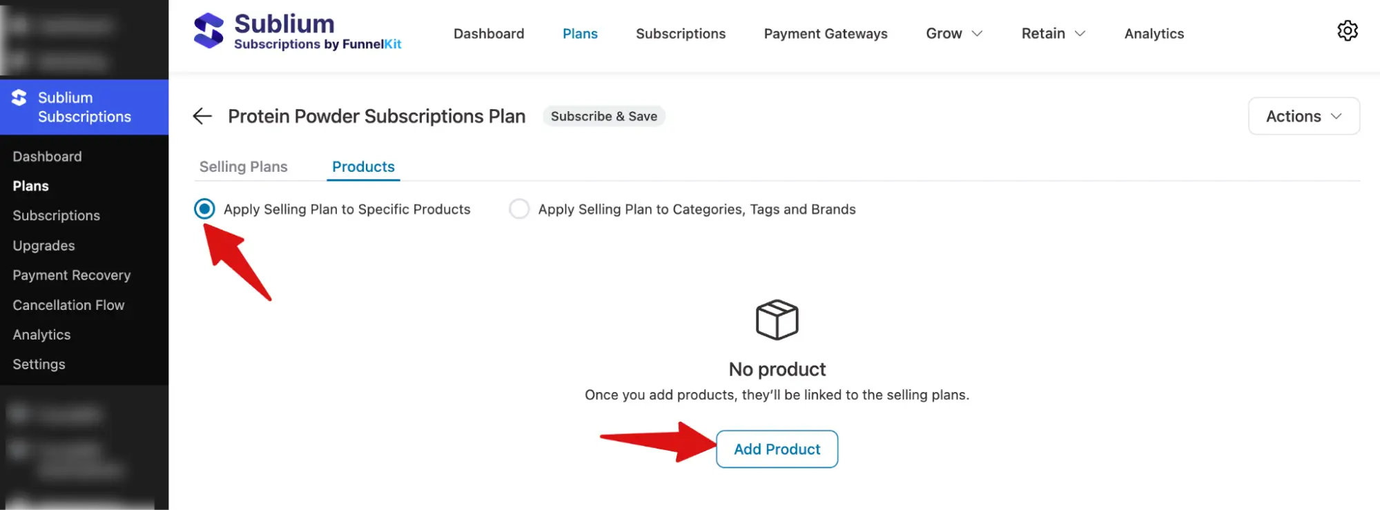 hit Add to assign products to WooCommerce Subscriptions plans