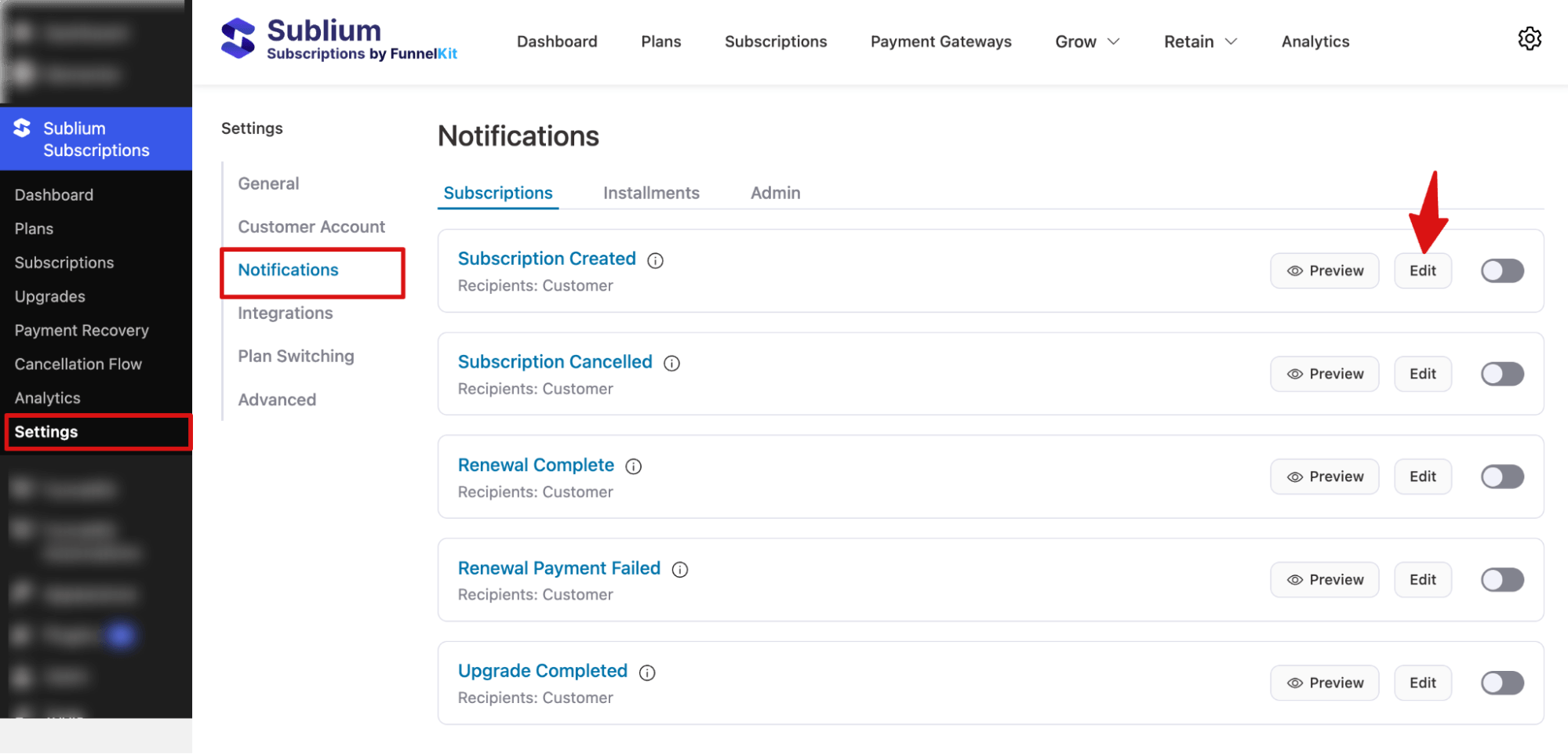 start editing subscription created email - Sublium start editing subscription created email
